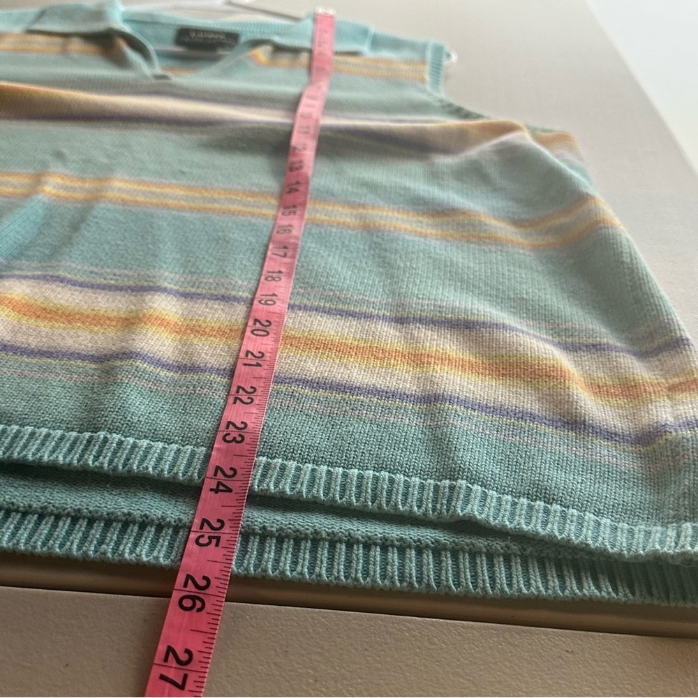Vintage Ralph Lauren Turquoise Striped Cotton Sweater Vest Size 2XL Preppy Golf - Picture 5 of 6